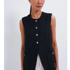 Tuckernuck Black Tweed Vest with Gold Accents